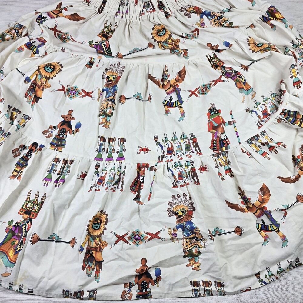 Vintage Jacquelines Sante Fe Skirt Size M Wearable Art 90s Aztec Southwestern - Picture 4 of 10